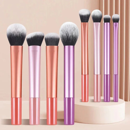 8pcs Pro Easy to Clean, Makeup Brush Set - Soft, Premium Synthetic Hair, Cruelty-Free, Foundation, Blush, Eyeshadow