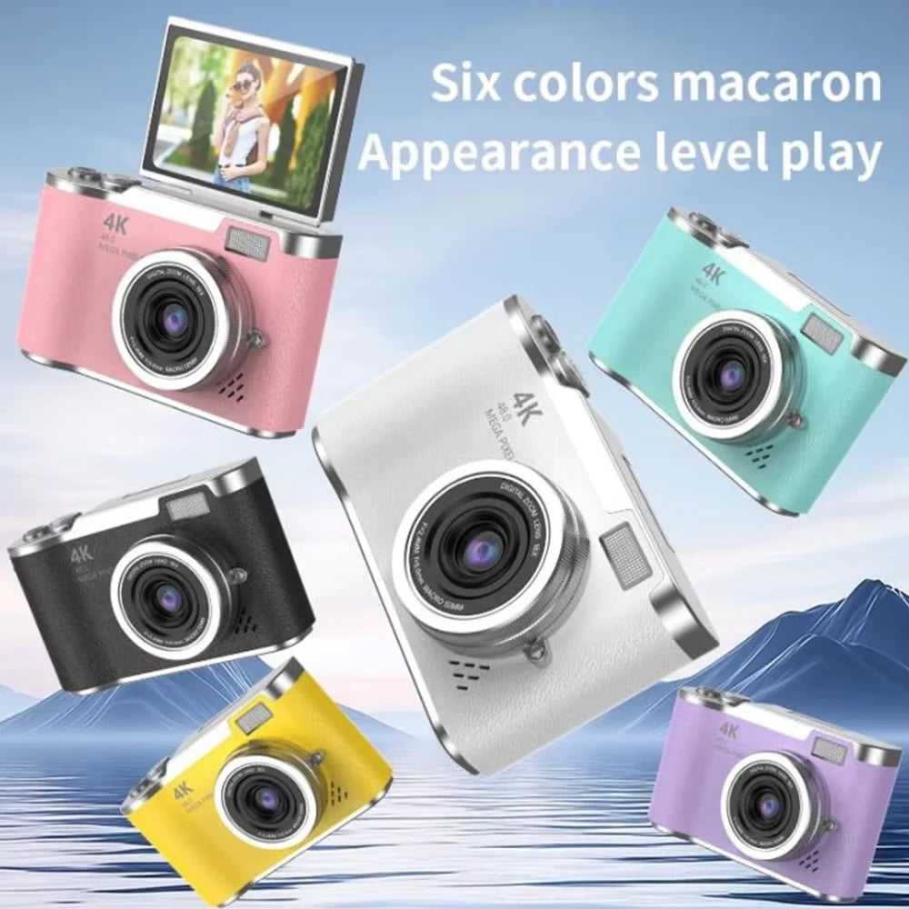 4K CCD 8X Digital Zoom Digital Camera for Student 48MP Compact Digital Photography Camera 180 Flip Screen Selfile Camera