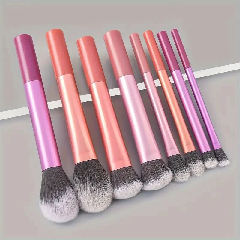 8pcs Pro Easy to Clean, Makeup Brush Set - Soft, Premium Synthetic Hair, Cruelty-Free, Foundation, Blush, Eyeshadow